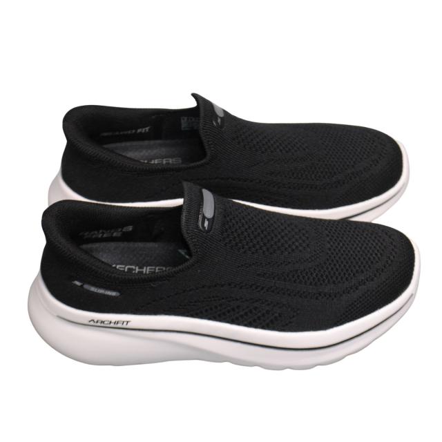 【靴のHOSHIKAWA】  『SKECHERS SPORTL 125843』 スケッチャーズ スニーカー 22.5cm〜26cm レディース GO WALK ARCH FIT スリッポン ストレッチ ブラック 合皮 軽量