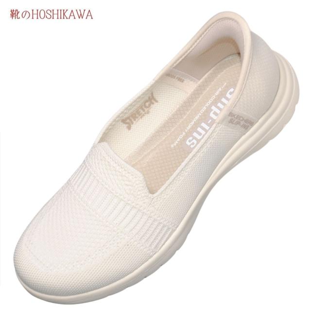 【靴のHOSHIKAWA】  『SKECHERS 138181』 スケッチャーズ スニーカー 22cm〜26cm レディース スリップインズ 運動靴 オフホワイト 合皮