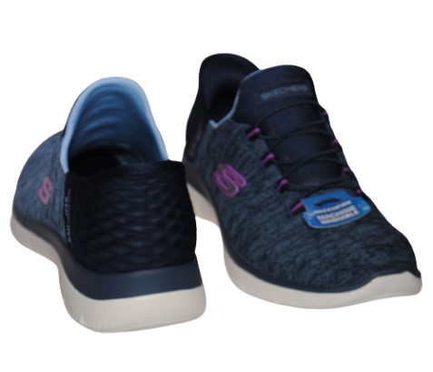 【靴のHOSHIKAWA】  『SKECHERS SPORTL 149937W』 22cm〜26.5cm レディース スケッチャーズ スリップイン スニーカー スリッポン ホワイトソール 運動靴 ネイビー 合皮 軽量