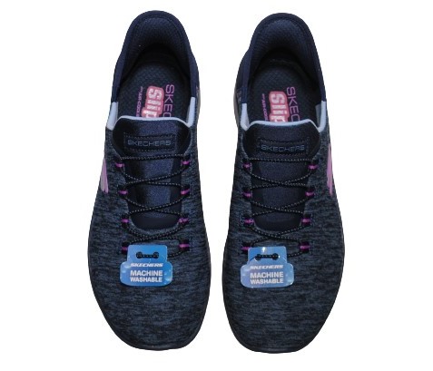 【靴のHOSHIKAWA】  『SKECHERS SPORTL 149937W』 22cm〜26.5cm レディース スケッチャーズ スリップイン スニーカー スリッポン ホワイトソール 運動靴 ネイビー 合皮 軽量