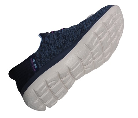 【靴のHOSHIKAWA】  『SKECHERS SPORTL 149937W』 22cm〜26.5cm レディース スケッチャーズ スリップイン スニーカー スリッポン ホワイトソール 運動靴 ネイビー 合皮 軽量