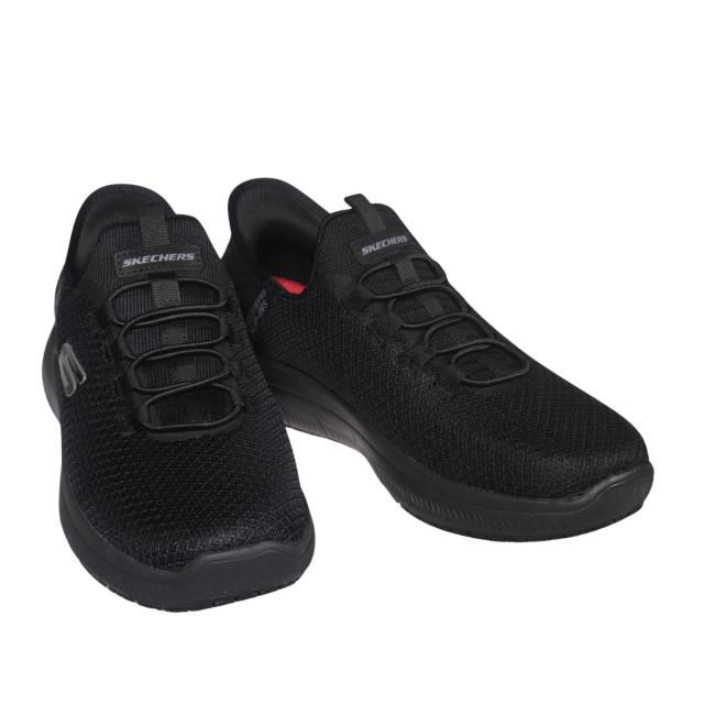 【靴のHOSHIKAWA】  『SKECHERS 200205W』 スケッチャーズ スニーカー 24.5cm〜29cm メンズ スリップインズ ブラック 立ったまま履ける 仕事履き 天然皮革 合皮