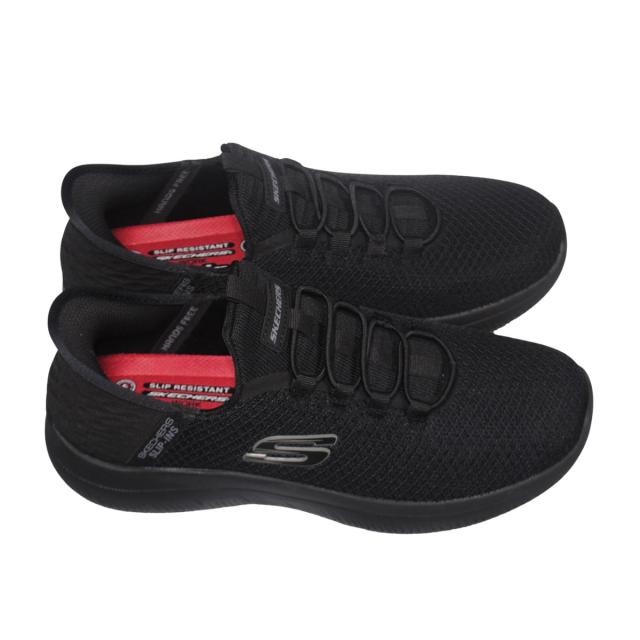 【靴のHOSHIKAWA】  『SKECHERS 200205W』 スケッチャーズ スニーカー 24.5cm〜29cm メンズ スリップインズ ブラック 立ったまま履ける 仕事履き 天然皮革 合皮