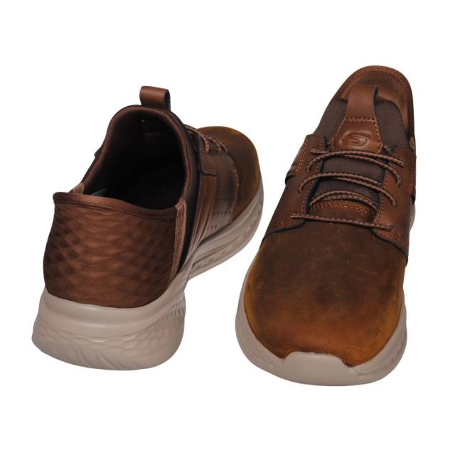 【靴のHOSHIKAWA】  『SKECHERS 210828』 スケッチャーズ スニーカー 24.5cm〜29cm メンズ スリップインズ Dブラウン 立ったまま履ける 仕事履き 天然皮革 合皮
