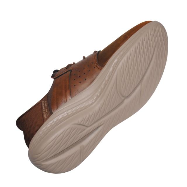 【靴のHOSHIKAWA】  『SKECHERS 210828』 スケッチャーズ スニーカー 24.5cm〜29cm メンズ スリップインズ Dブラウン 立ったまま履ける 仕事履き 天然皮革 合皮