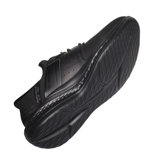 【靴のHOSHIKAWA】  『SKECHERS 210828』 スケッチャーズ スニーカー 24.5cm〜29cm メンズ スリップインズ ブラック 立ったまま履ける 仕事履き 天然皮革 合皮