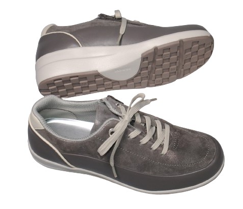 【靴のHOSHIKAWA】  『SPORTH 0215』 スポルス レースアップ 22cm〜24.5cm EEE コンフォート チャコール 内側ファスナー ウェッジソール 牛革 低反発ソール