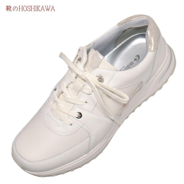 【靴のHOSHIKAWA】  『SPORTH SP0800』 スポルス コンフォートスニーカー 22cm〜25cm EEE ホワイト レディース コンフォート レースアップ 幅が広い 防滑  牛革