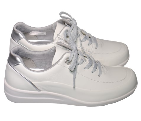 【靴のHOSHIKAWA】  『SPORTH 0215』 スポルス レースアップ 22cm〜24.5cm EEE コンフォート ホワイト 内側ファスナー ウェッジソール 牛革 低反発ソール