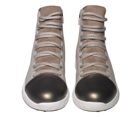 【靴のHOSHIKAWA】  『hatchi 0619』 ハッチ ショートブーツ 22.5cm〜24.5cm EEEE ブーツ サイドファスナー レディース グレー 本革 国産 秋冬