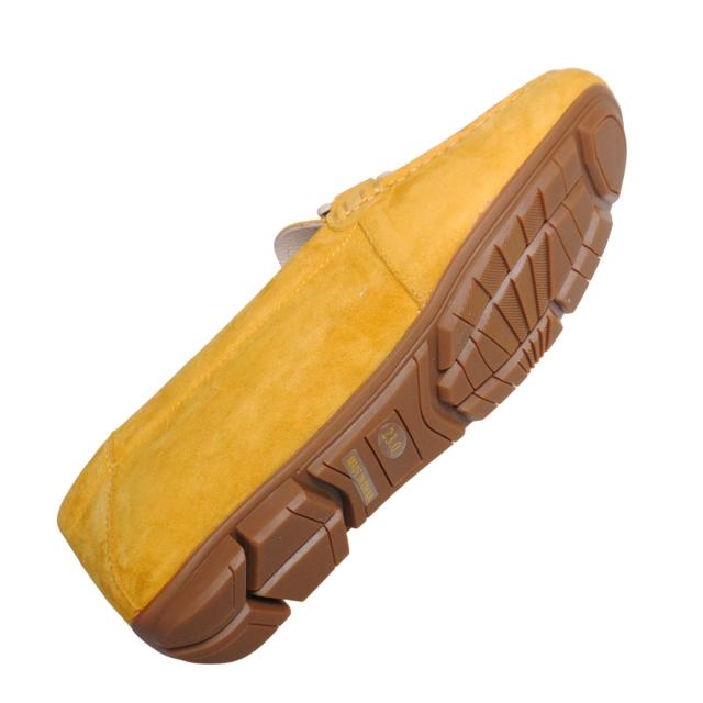 【靴のHOSHIKAWA】  『Dona Miss 10029-1Y』 21.5cm〜25cm レディース ドナミス ローファー スウェード イエロー フラット スクエアトウ 低反発クッション 本革 秋冬