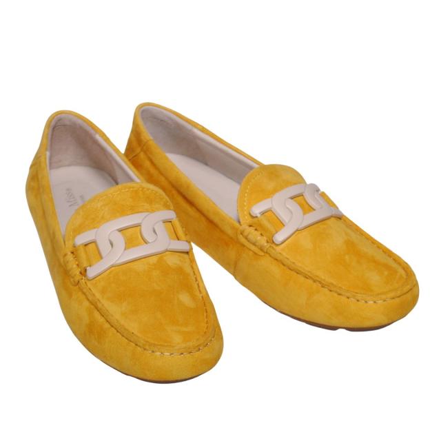 【靴のHOSHIKAWA】  『Dona Miss 10029-1Y』 21.5cm〜25cm レディース ドナミス ローファー スウェード イエロー フラット スクエアトウ 低反発クッション 本革 秋冬