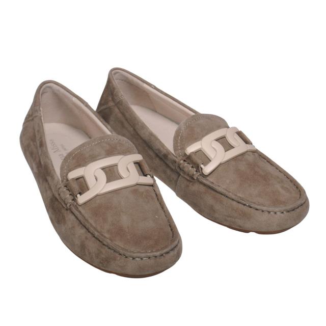 【靴のHOSHIKAWA】  『Dona Miss 10029-1Y』 21.5cm〜25cm レディース ドナミス ローファー スウェード オーク フラット スクエアトウ 低反発クッション 本革 秋冬