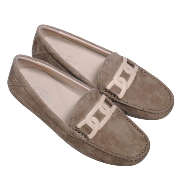 【靴のHOSHIKAWA】  『Dona Miss 10029-1Y』 21.5cm〜25cm レディース ドナミス ローファー スウェード オーク フラット スクエアトウ 低反発クッション 本革 秋冬