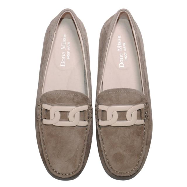 【靴のHOSHIKAWA】  『Dona Miss 10029-1Y』 21.5cm〜25cm レディース ドナミス ローファー スウェード オーク フラット スクエアトウ 低反発クッション 本革 秋冬