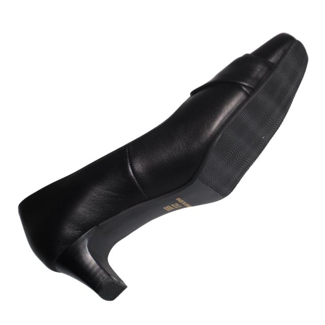 【靴のHOSHIKAWA】  『Dona Miss 1286』 ドナミス パンプス 21.5cm〜24.5cm EEE ブラック レディース ローヒール アーモンドトゥ フォーマル カジュアル 幅広 牛革 国産