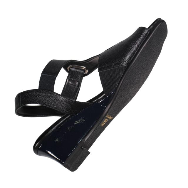 【靴のHOSHIKAWA】  『Dona Miss 1495』 ドナミス ウェッジソールサンダル 21.5cm〜24.5cm EEE ブラック レディース オープントゥ マジックテープ 国産 本革 春夏