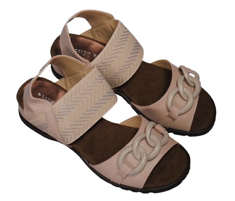 【靴のHOSHIKAWA】  『Dona Miss 1742』 ドナミス コンフォートサンダル 21.5cm〜24.5cm EEEE ピンク バックベルト オープントゥ ウェッジソール 日本製 本革 春夏