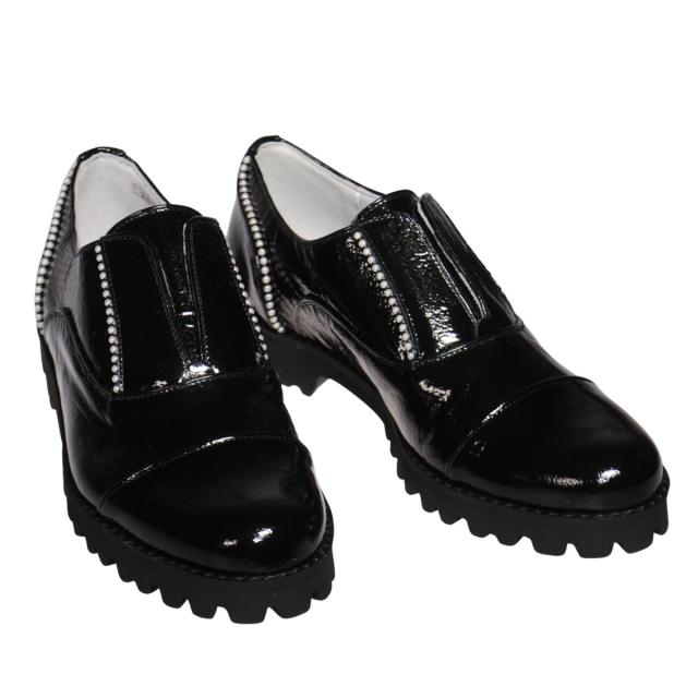 【靴のHOSHIKAWA】  『Dona Miss 2070』 ドナミス ローファー 21.5cm〜24.5cm EEE クロエナメル カジュアル レディース スリッポン 日本製 厚底