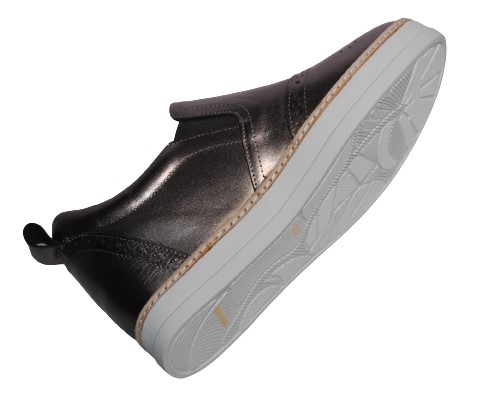 【靴のHOSHIKAWA】  『de ocho A de ocho 2118-39』 デオチョアデオチョ スリッポン 22cm〜24.5cm レディース ガンメタ レザースニーカー 厚底 本革