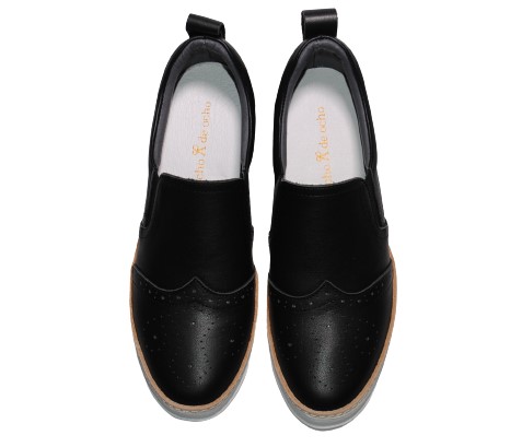 【靴のHOSHIKAWA】  『de ocho A de ocho 2118-39』 デオチョアデオチョ スリッポン 22cm〜24.5cm レディース ガンメタ レザースニーカー 厚底 本革