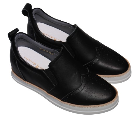 【靴のHOSHIKAWA】  『de ocho A de ocho 2118-39』 デオチョアデオチョ スリッポン 22cm〜24.5cm レディース ガンメタ レザースニーカー 厚底 本革