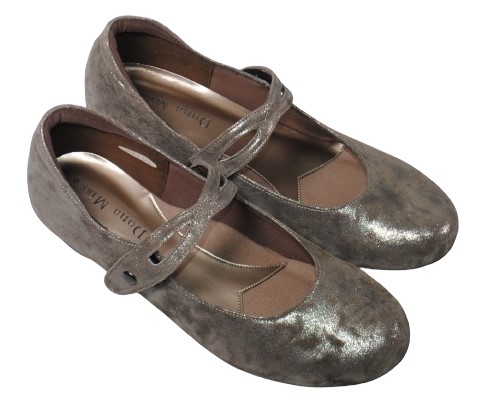 【靴のHOSHIKAWA】  『Dona Miss 2318A』 ドナミス パンプス 22cm〜24.5cm EEEE カーキラメ レディース ウェッジソール ベルクロ 幅広 牛革 国産