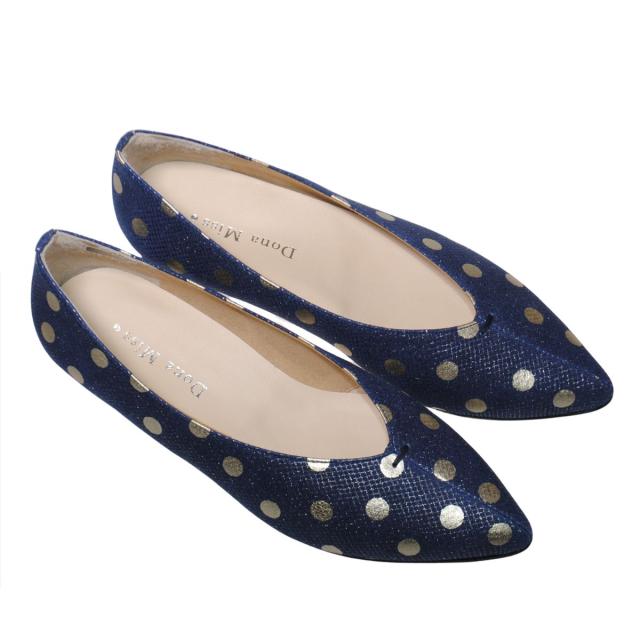 【靴のHOSHIKAWA】  『Dona Miss 2473』 ドナミス パンプス 21.5cm〜24.5cm EEE ネイビー レディース ローヒール ポインテッドトゥ 幅広 牛革 国産