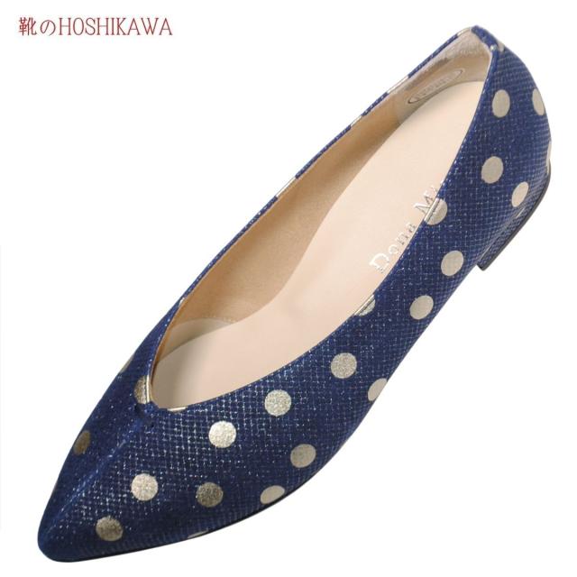 【靴のHOSHIKAWA】  『Dona Miss 2473』 ドナミス パンプス 21.5cm〜24.5cm EEE ネイビー レディース ローヒール ポインテッドトゥ 幅広 牛革 国産