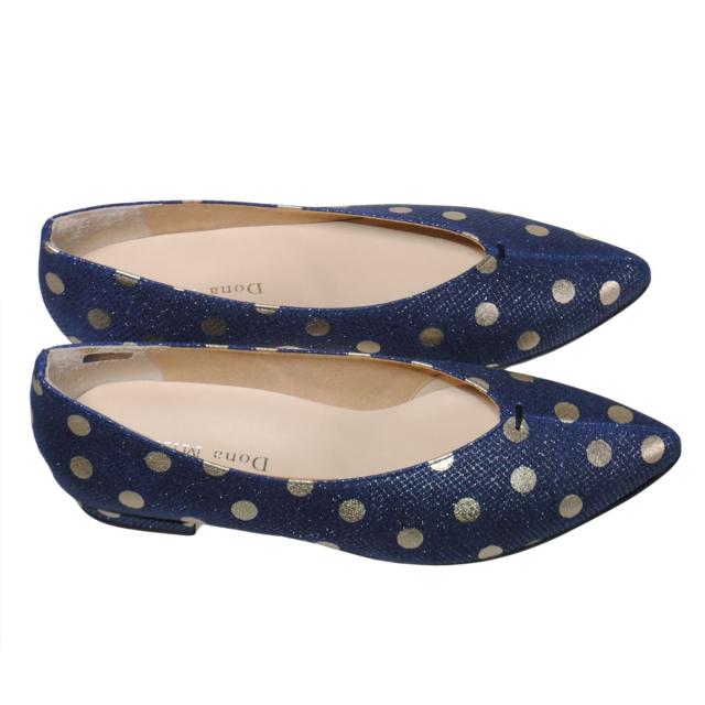 【靴のHOSHIKAWA】  『Dona Miss 2473』 ドナミス パンプス 21.5cm〜24.5cm EEE ネイビー レディース ローヒール ポインテッドトゥ 幅広 牛革 国産