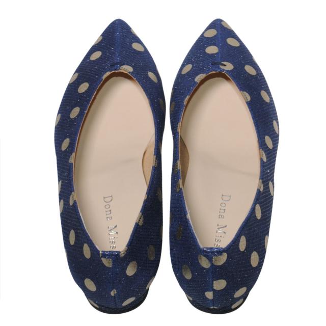 【靴のHOSHIKAWA】  『Dona Miss 2473』 ドナミス パンプス 21.5cm〜24.5cm EEE ネイビー レディース ローヒール ポインテッドトゥ 幅広 牛革 国産