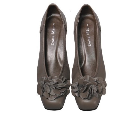 【靴のHOSHIKAWA】  『Dona Miss 3279』 ドナミス パンプス 21.5cm〜25cm EEE レディース チャコール ローヒール リボン 国産 幅広 本革
