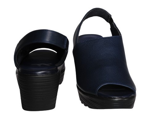 【靴のHOSHIKAWA】  『Dona Miss 3981』 ドナミス サンダル 21.5cm〜25cm EEE ネイビー ウェッジソール バックベルト 前開き 日本製 本革