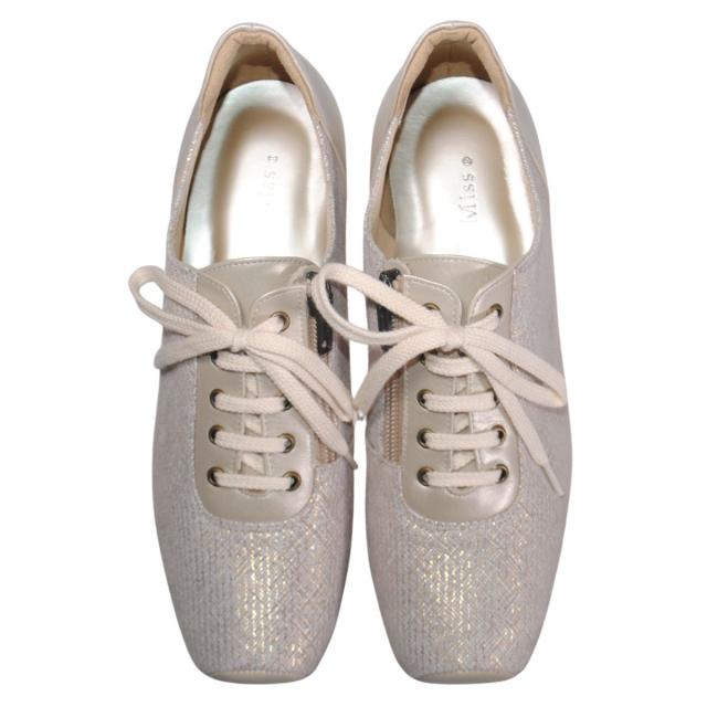 【靴のHOSHIKAWA】  『Dona Miss 4011』 ドナミス レースアップ 21.5cm〜25cm EEE ベージュ レディース カジュアル レザーシューズ 国産 天然皮革