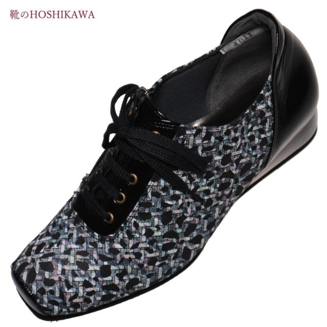 【靴のHOSHIKAWA】  『Dona Miss 4011』 ドナミス レースアップ 21.5cm〜25cm EEE ブラックC レディース カジュアル レザーシューズ 国産 天然皮革
