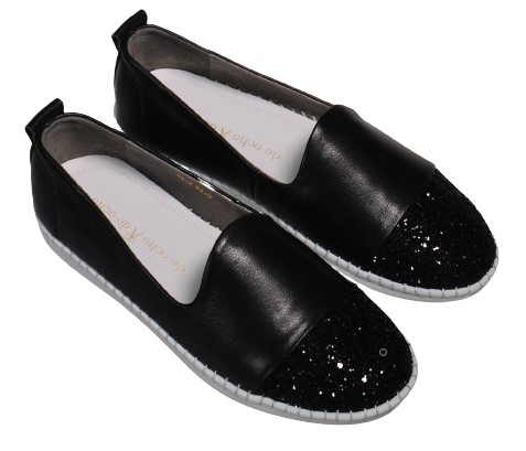 【靴のHOSHIKAWA】  『de ocho A de ocho 58-2』 デオチョアデオチョ スリッポン 22cm〜24.5cm レディース ブラック スニーカー スリッポン 本革