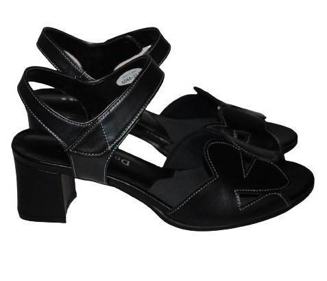 【靴のHOSHIKAWA】  『Dona Miss 6044』 ドナミス バックバンドサンダル 21.5cm〜24.5cm EEE ブラック レディース ヒール マジックテープ 国産 本革 春夏