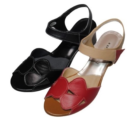 【靴のHOSHIKAWA】  『Dona Miss 6044』 ドナミス バックバンドサンダル 21.5cm〜24.5cm EEE レッド レディース ヒール マジックテープ 国産 本革 春夏