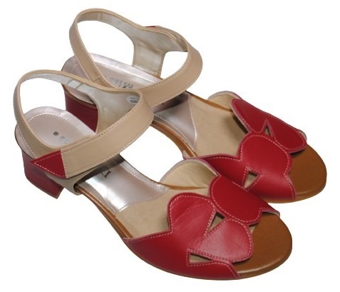 【靴のHOSHIKAWA】  『Dona Miss 6044』 ドナミス バックバンドサンダル 21.5cm〜24.5cm EEE レッド レディース ヒール マジックテープ 国産 本革 春夏