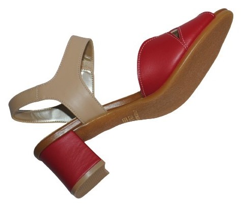 【靴のHOSHIKAWA】  『Dona Miss 6044』 ドナミス バックバンドサンダル 21.5cm〜24.5cm EEE レッド レディース ヒール マジックテープ 国産 本革 春夏