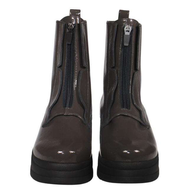 【靴のHOSHIKAWA】  『Dona Miss 6378』 ドナミス ショートブーツ 22.5cm〜24.5cm EEEE Dグレー レディース センターファスナー 厚底 幅広 防寒 牛革 国産