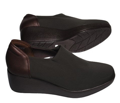 【靴のHOSHIKAWA】  『Dona Miss 804』 ドナミス スリッポン 21.5cm〜24.5cm EEE ダーブラウン レインシューズ  ウェッジソール カジュアル 撥水加工 厚底