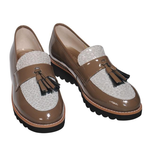 【靴のHOSHIKAWA】  『Dona Miss 9643』 ドナミス タッセルローファー 21.5cm〜24.5cm EEE オークコンビ レディース カジュアル レザーシューズ 国産 天然皮革