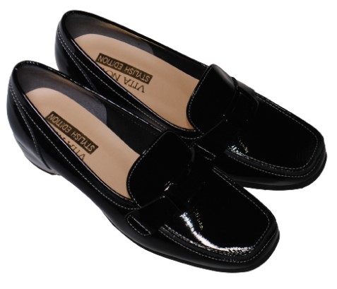 【靴のHOSHIKAWA】  『VITA NOVA 9912』 ヴィタノバ ローファー 21.5cm〜24.5cm レディース  エナメル ブラック スクエアトゥ ローヒール 日本製 牛革