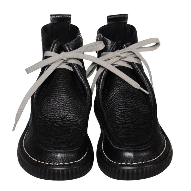 【靴のHOSHIKAWA】  『DONA MISS IP-34』 ドナミス モカシンブーツ 22.5cm〜24.5cm EEEE レディース ブラック ミドル丈 内側ファスナー レースアップ  牛革 日本製 幅広 秋冬