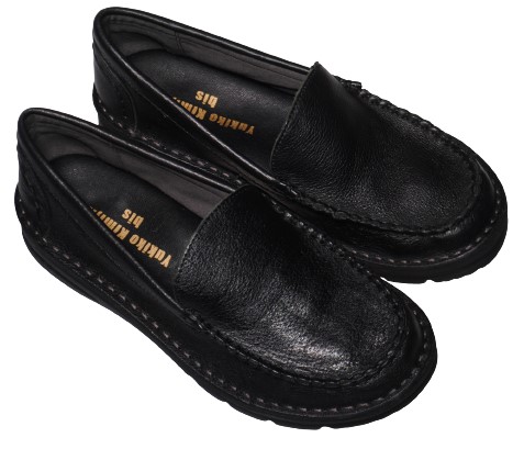 【靴のHOSHIKAWA】  『Yukiko Kimijima 3746』 キミジマユキコ レザースニーカー 22cm〜24.5cm EEEE ブラック レディース スリッポン ゴム紐 本革 カジュアル