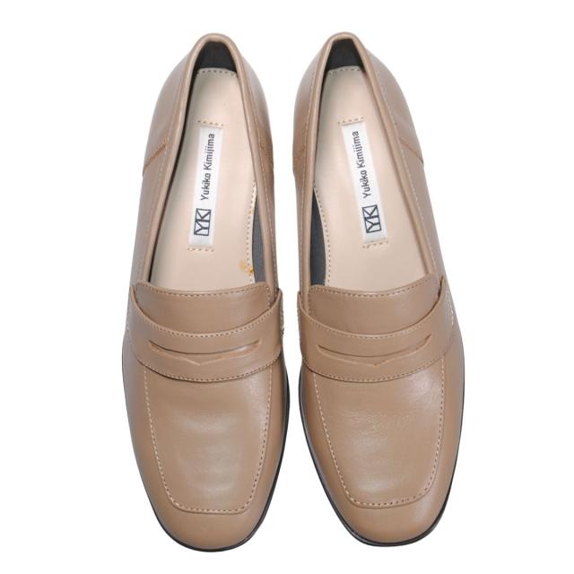 【靴のHOSHIKAWA】  『Yukiko Kimijima 5350』 ユキコキミジマ ローファーパンプス 22cm〜24.5cm EEE ローファー レディース グレージュ フォーマル ビジネス 冠婚葬祭 牛革