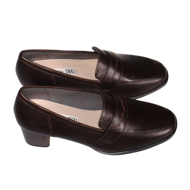 【靴のHOSHIKAWA】  『Yukiko Kimijima 5350』 ユキコキミジマ ローファーパンプス 22cm〜24.5cm EEE ローファー レディース ダークブラウン フォーマル ビジネス 冠婚葬祭 牛革