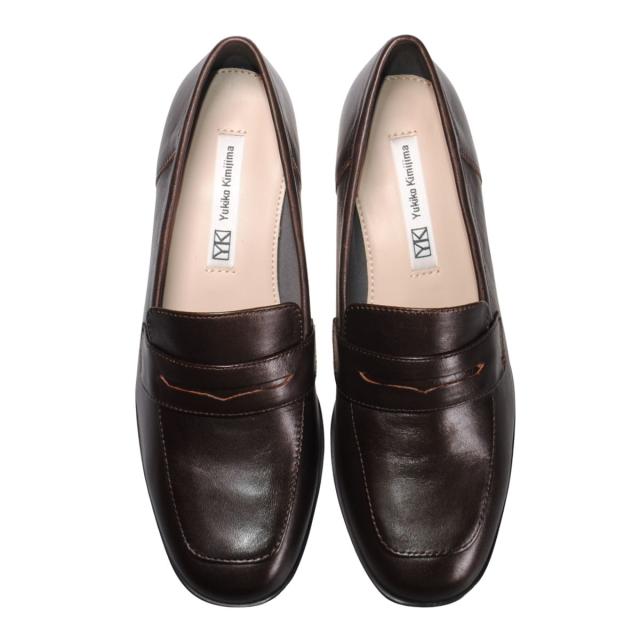 【靴のHOSHIKAWA】  『Yukiko Kimijima 5350』 ユキコキミジマ ローファーパンプス 22cm〜24.5cm EEE ローファー レディース ダークブラウン フォーマル ビジネス 冠婚葬祭 牛革