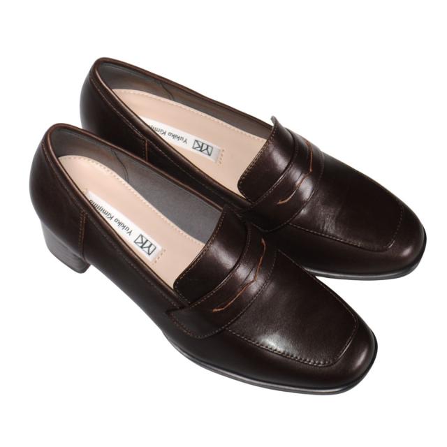 【靴のHOSHIKAWA】  『Yukiko Kimijima 5350』 ユキコキミジマ ローファーパンプス 22cm〜24.5cm EEE ローファー レディース ダークブラウン フォーマル ビジネス 冠婚葬祭 牛革